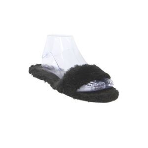 Reformation Womens Fuzzy Lined Slip On Flat Sandals Shoes Black Size 8